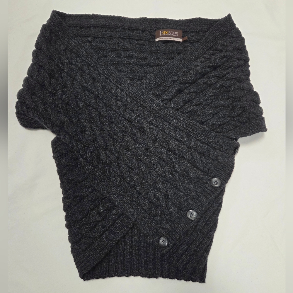 Fisherman Out Of Ireland Wool Cable Crossover Wrap S